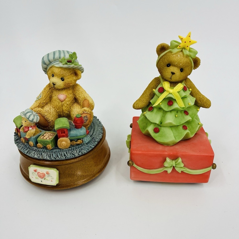 Cherished Teddies Music Boxes O Christmas Tree and Santa Claus is Coming to Town